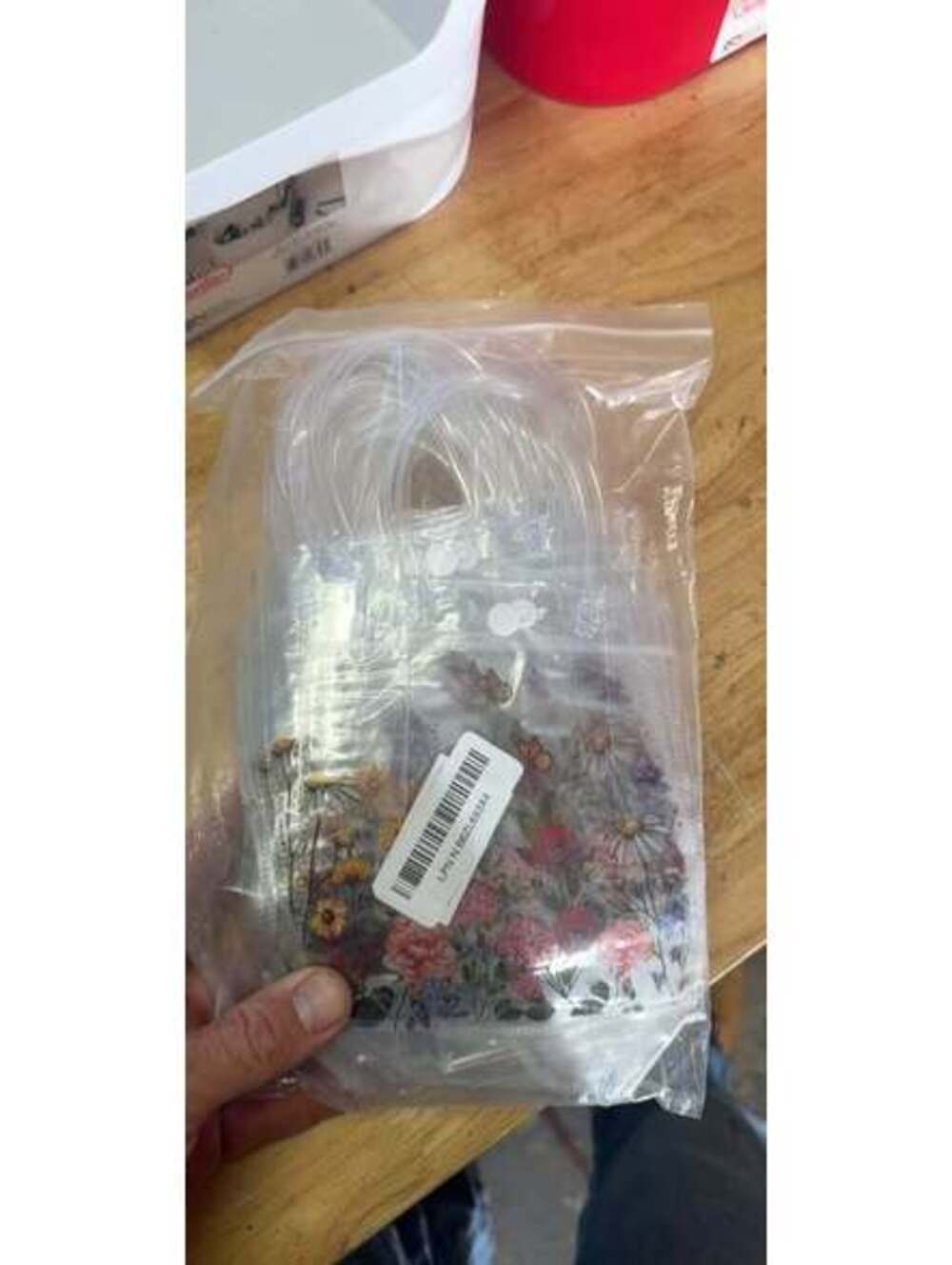 Clear Plastic Tubes and Floral Design Pouches Craft Supplies
